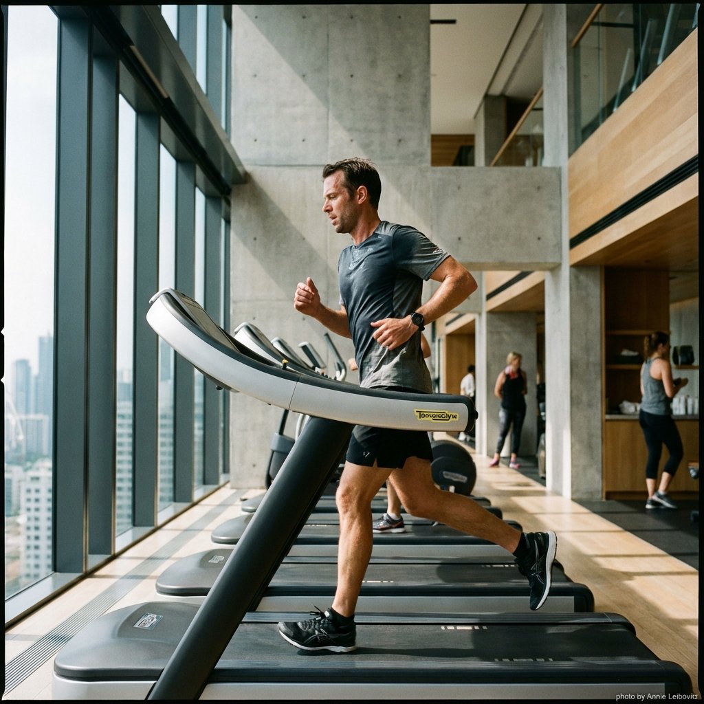 Man training on treadmill